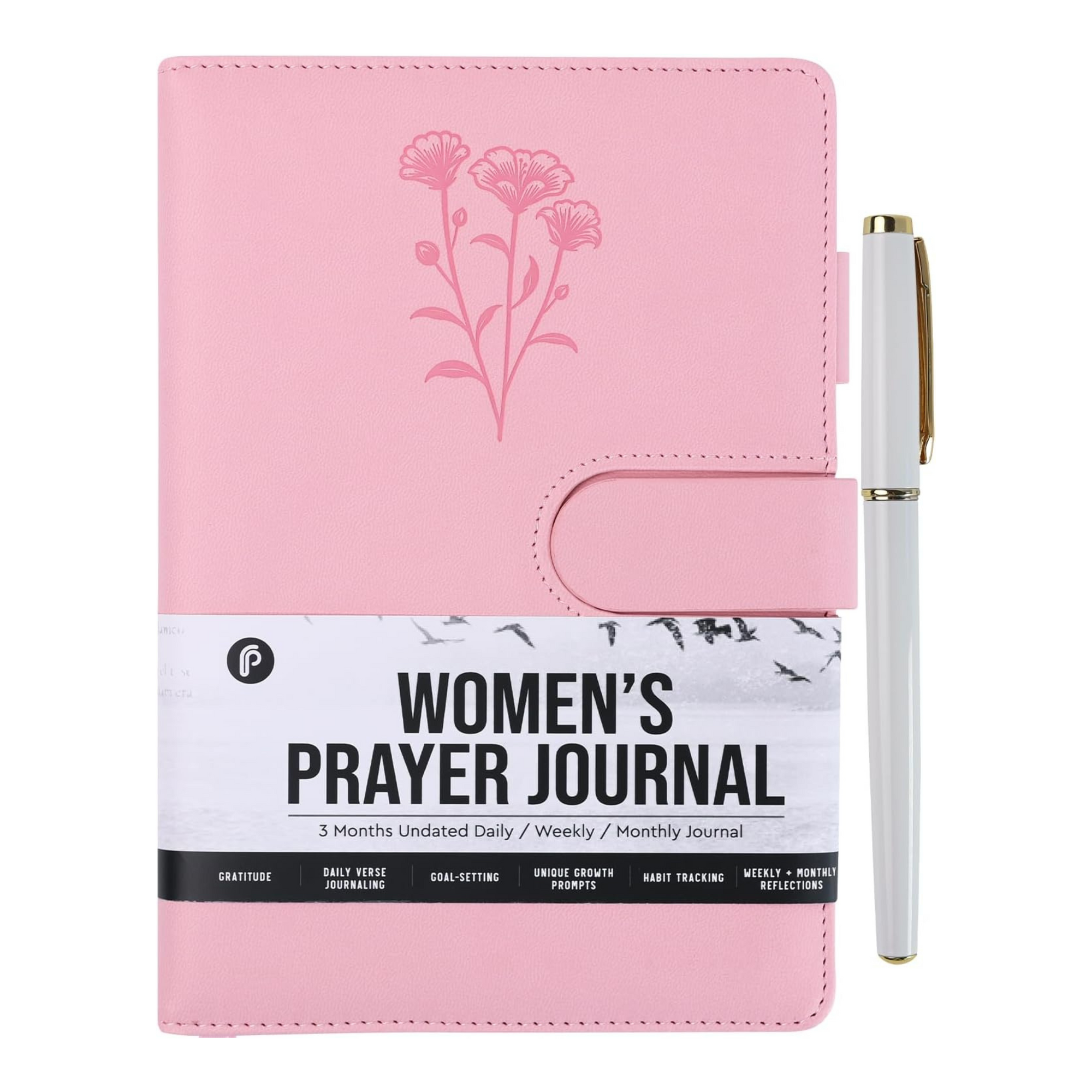 Prazoli Prayer Journal for Women - Daily Devotional Journaling Book for Woman (Pink Flower)