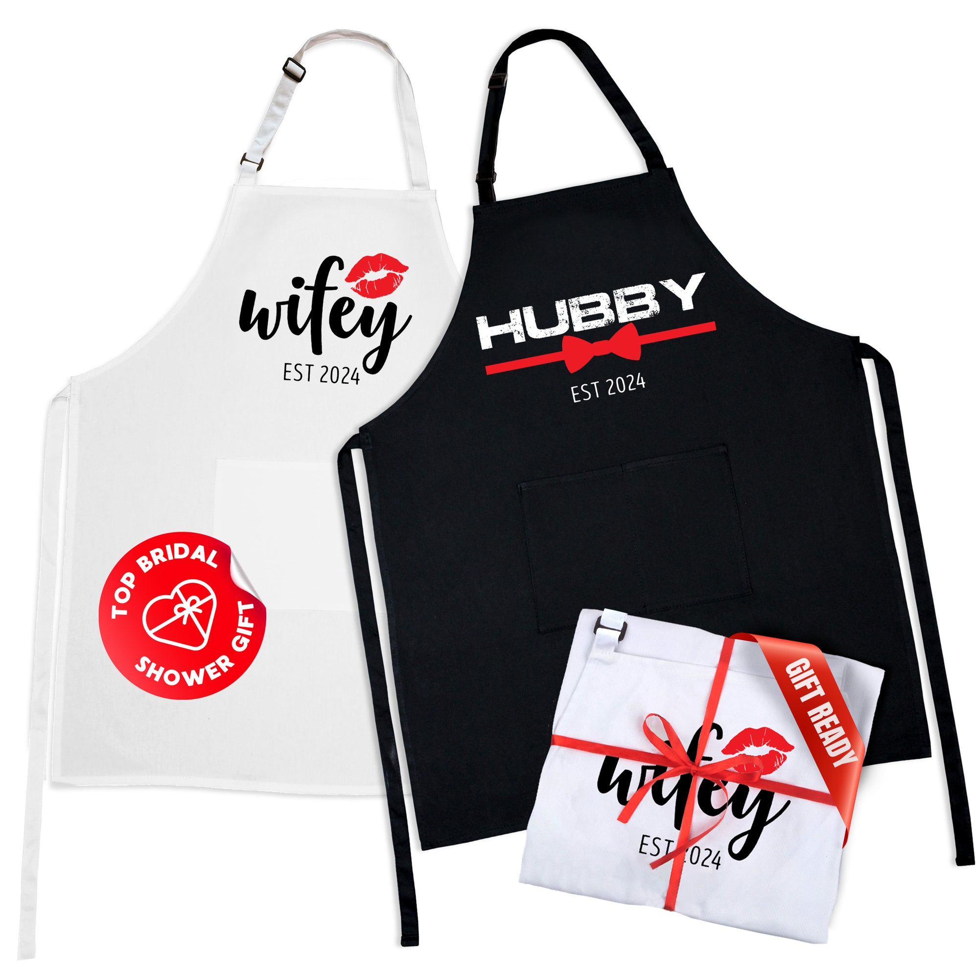 Hubby & Wifey 2024 His and Her Aprons