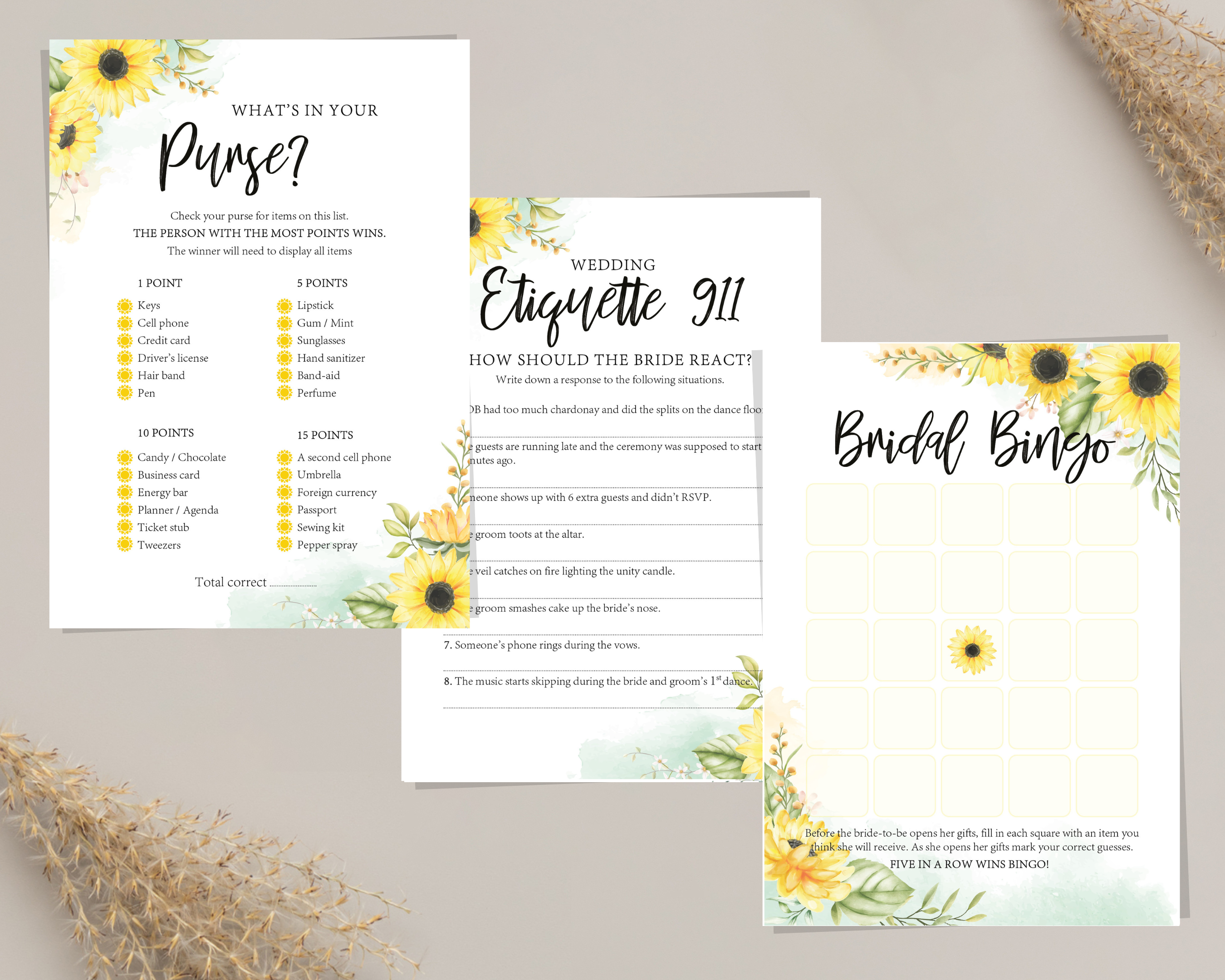 Amazon.com: What's in Your Purse Game - Bridal Shower Game,Blush Pink  Floral Themed, Wedding Party Favor Decor, Engagement/Bachelorette Party  Games Supplies & Activities– 30 Cards per Set : Home & Kitchen