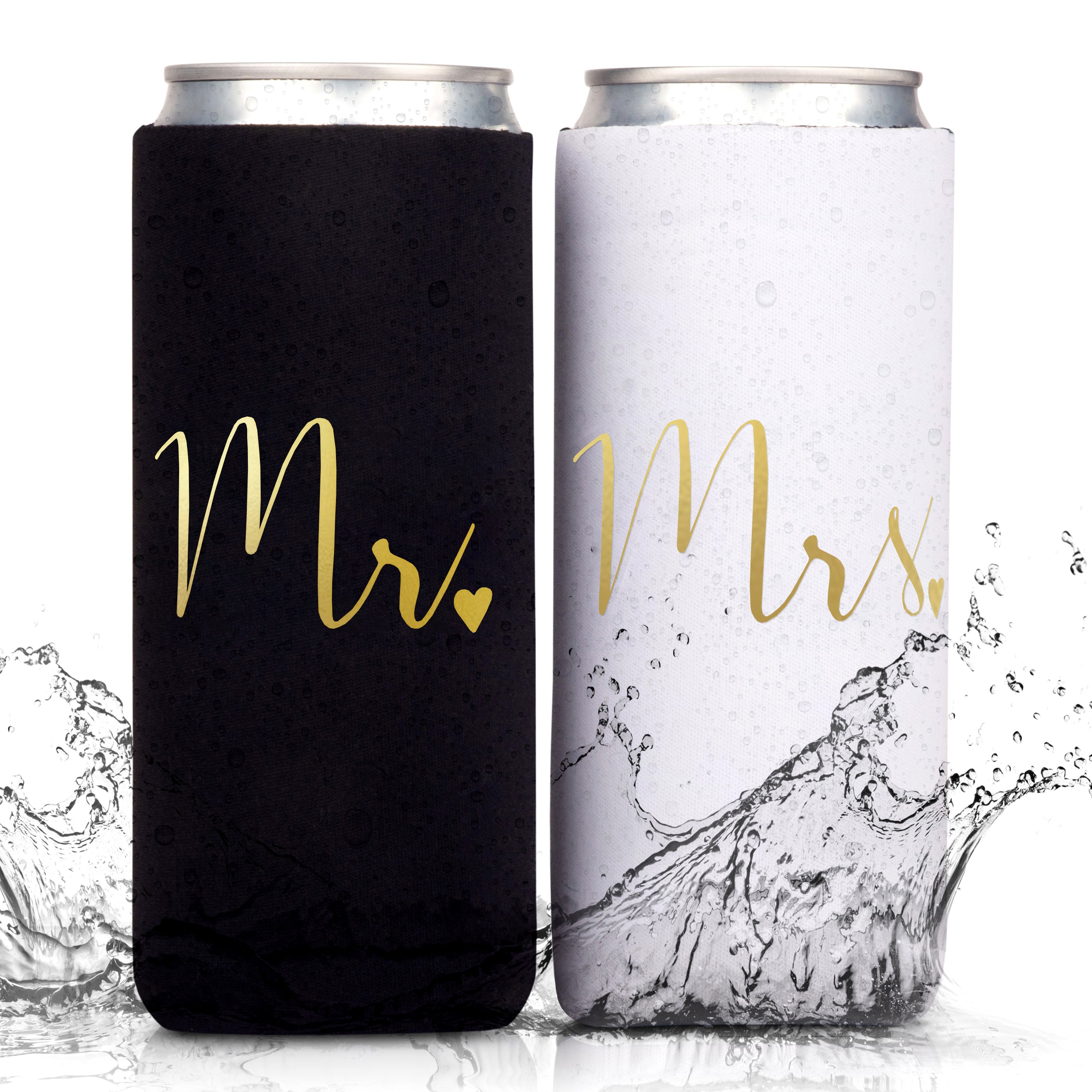 Personalized Mr. and Mrs. Leather Insulated Koozie - Set of 2 – TheirBigDay