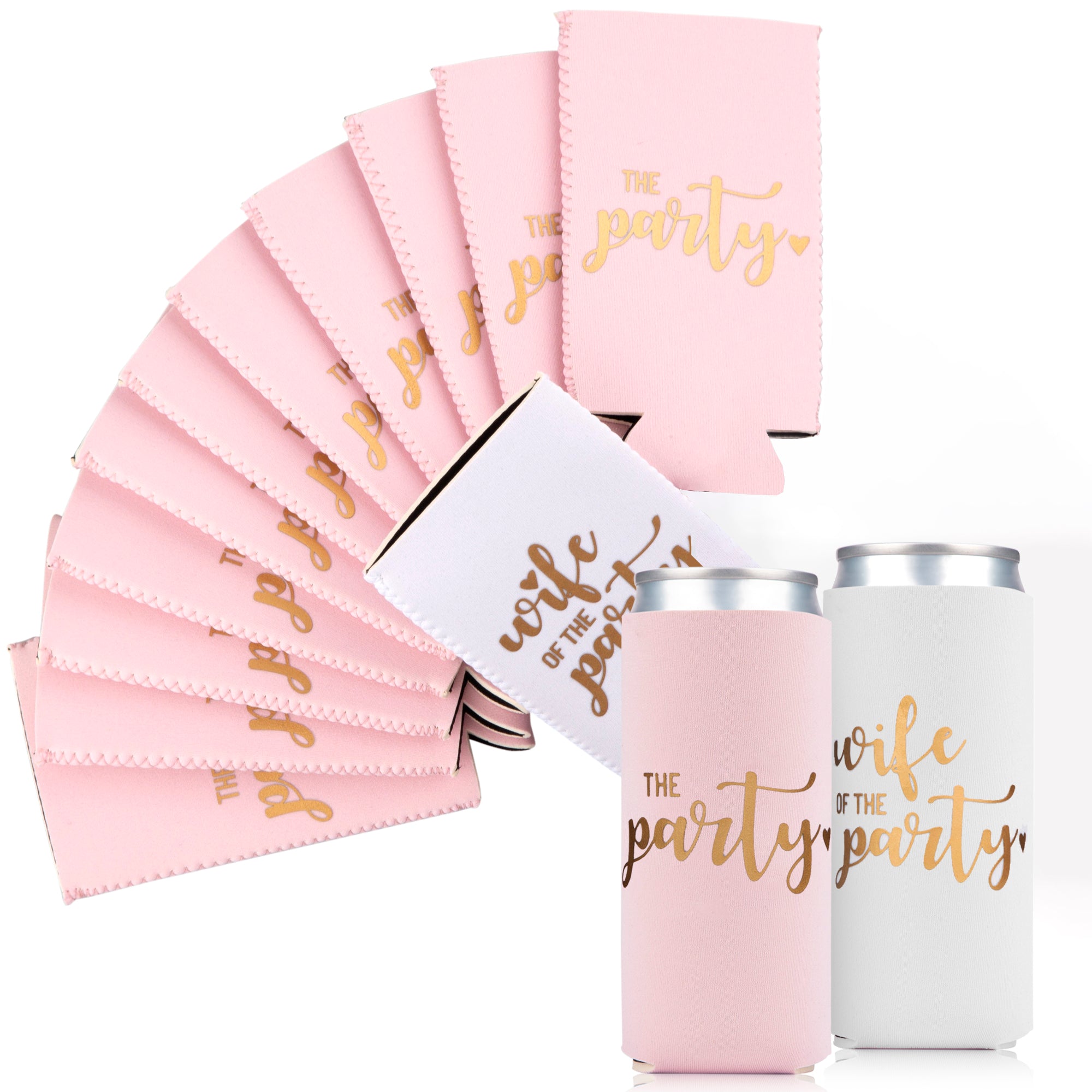 P.LOTOR Bachelorette Party Favors Slim Can Cooler Neoprene [ 12 Pack ],  Bridal Shower Slim Can Holder, Bride Tribe Bachelorette Party Naughty, Beer