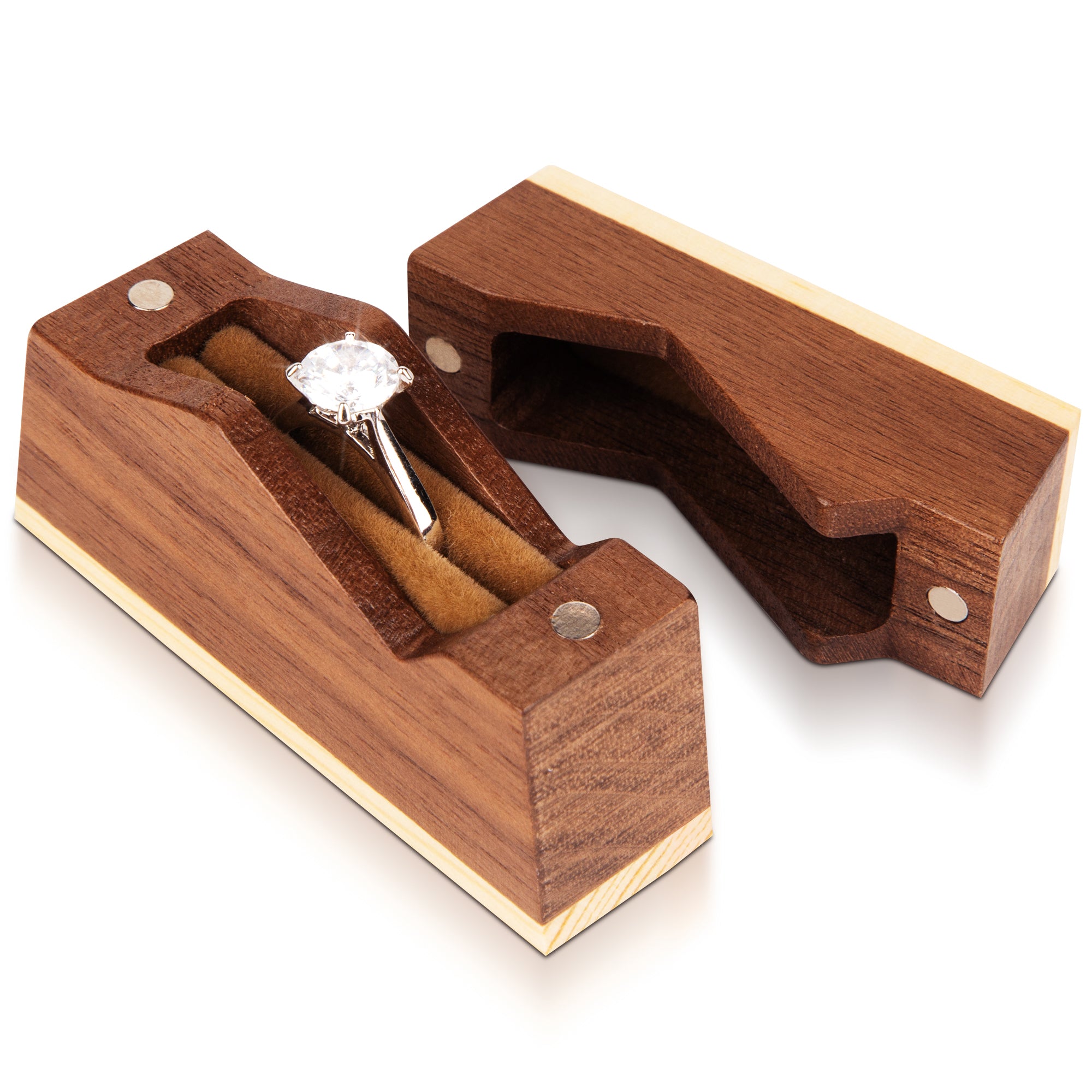 Engagement Ring Box For Proposal - Walnut Wood