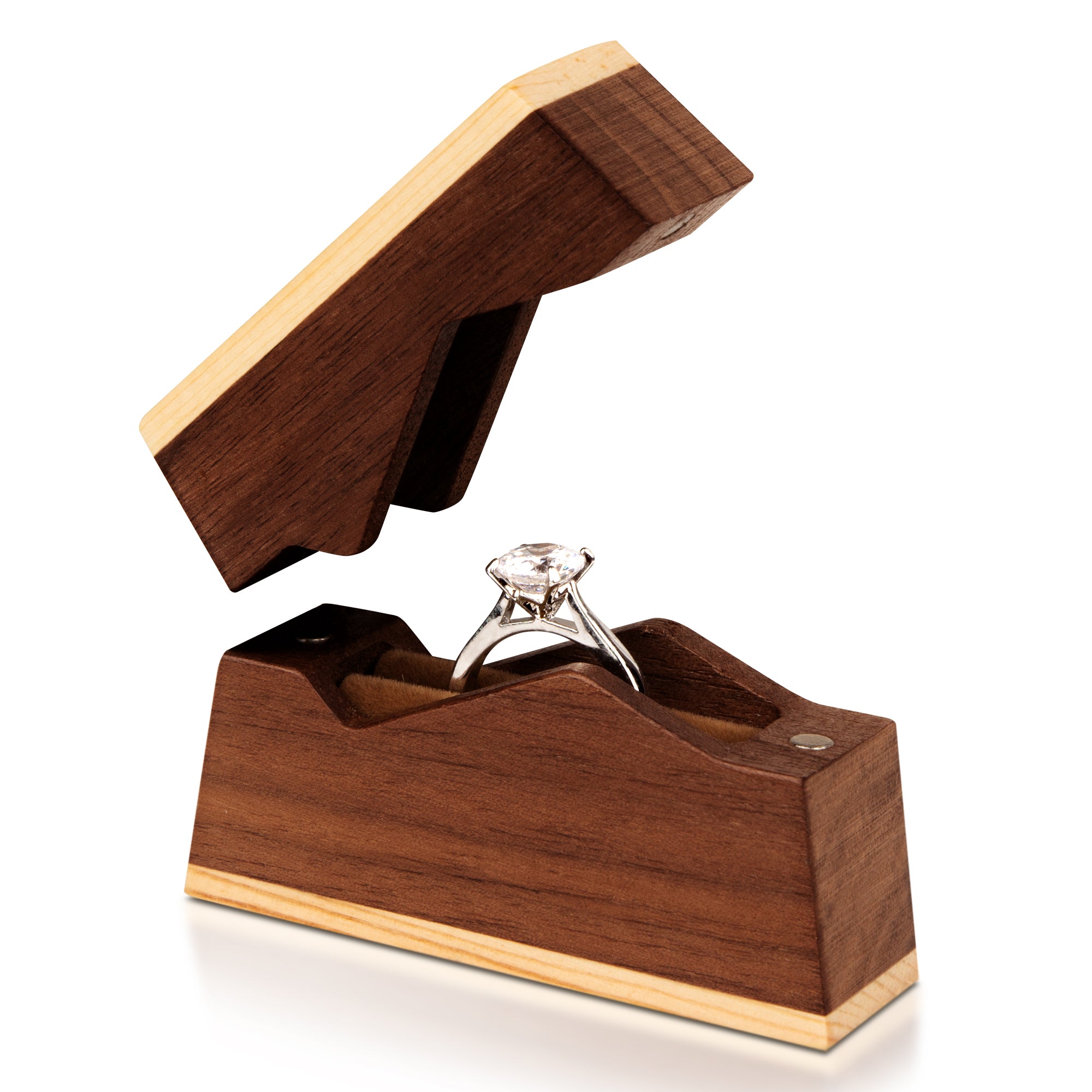 Engagement Ring Box For Proposal - Walnut Wood