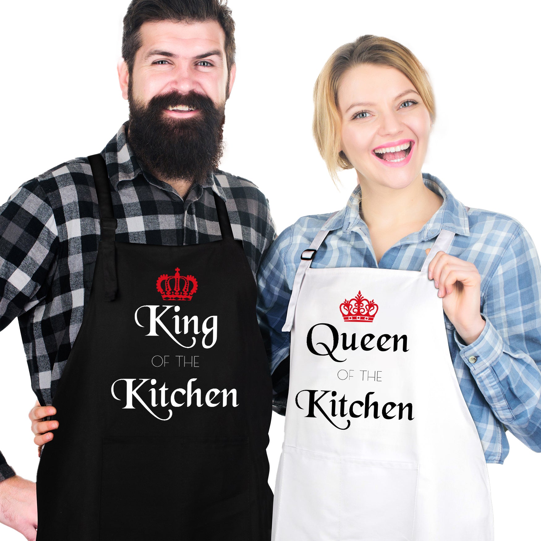 King & Queen of The Kitchen Aprons - His and Hers Couples Apron Set